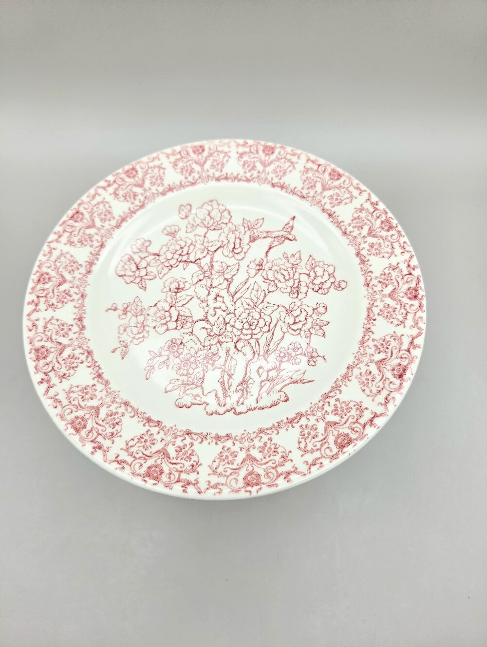 Mini Cake Stand or Cupcake Stand, Red & White Floral on Clear Glass Pedestal - Picture 3 of 7